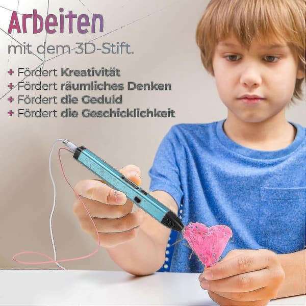 LCD-skærm 3D-pen sæt med 10 farvede filamenter og stencilbog