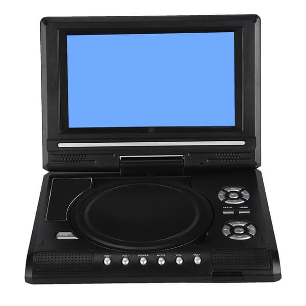 Portable DVD Player with 7-inch Swivel Screen, Rechargeable Battery, Car Charger, Gamepad - EU Plug