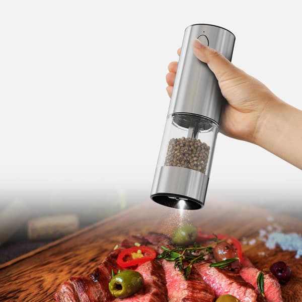 [13R] Electric Salt and Pepper Grinder Set, Rechargeable Salt and Pepper Mills Refillable, Automatic Pepper Grinder with Adjustable