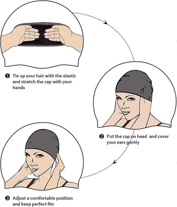 Vanntett badehette for voksne, svært elastisk badehette, vanntett silikonbadehette, unisex badehette gray