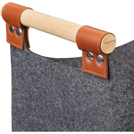 Felt bag, storage basket, foldable, box with handles, 45x40x32 cm, dark grey