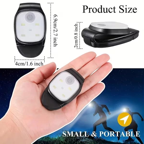 [13]Clip-On LED Running Lights 1/2-Pack – USB Rechargeable, Hands-Free & Flashing Function 1-Pack