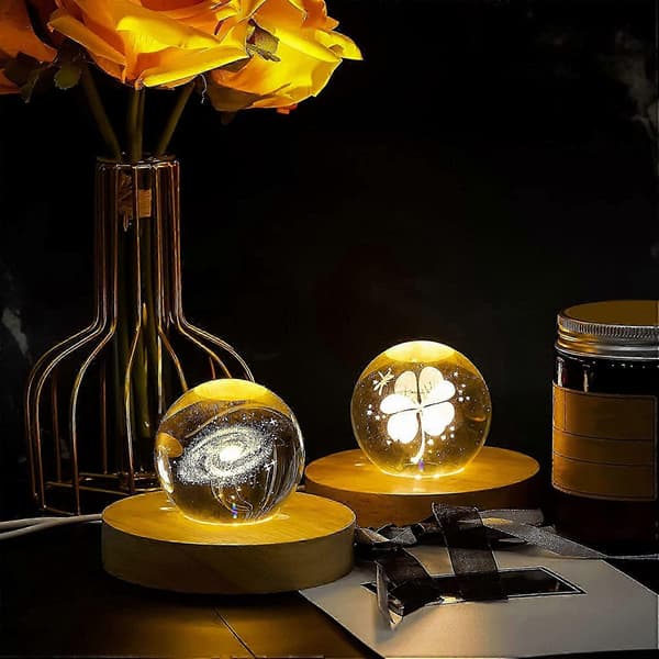[13]2 Stykker Træ Lys Display Base Træ LED Display Base Krystal Glas Lys Base Stand Træ LED Display Stand