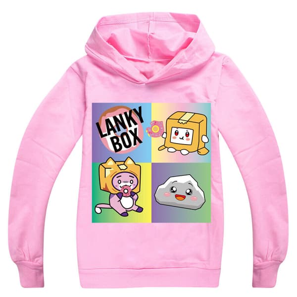 LANKYBOX Barn 3D Print Hettegenser Pullover Sweatshirts med lomme Rosa Pink 140cm