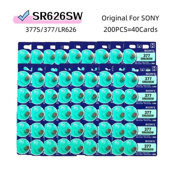 Original for SONY 377 SR626SW High Capacity Silver Oxide 1.55V Button Cell Batteries for Watch (SO)200PCS 377