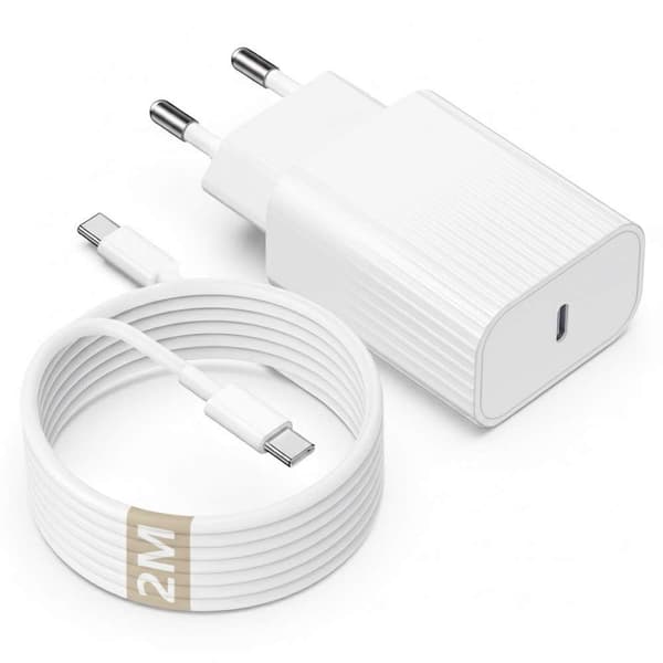 Kraftig hurtiglader Samsung 20W USB-C + USB-C-kabel 3A - 2m
