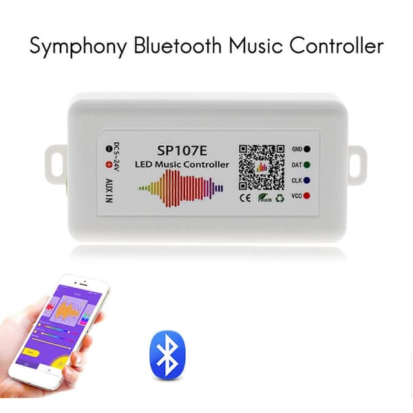 2X SP107E LED-ohjain Bluetooth Smart APP WS2811/2812B valonauhan himmennin musiikkiohjain White