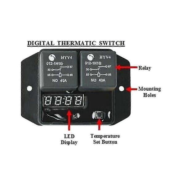 0444 Digital Radiatorvifte-kontroller: Justerbart temperaturområde Black