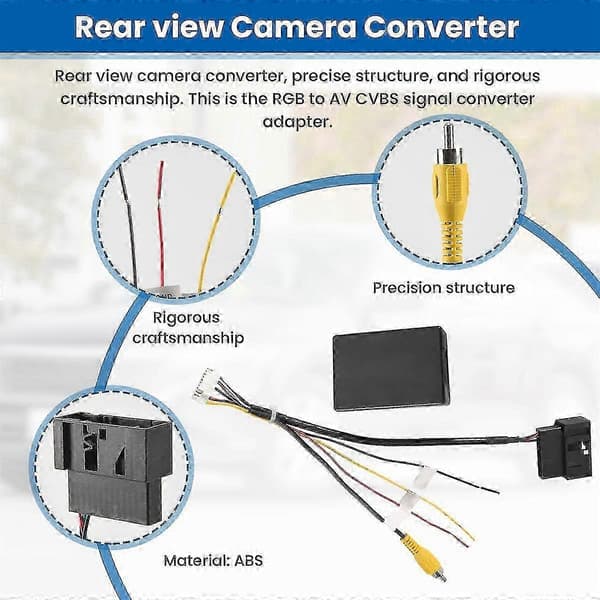 RGB til AV CVBS signalomformer dekoderboksadapter for ryggekamerasystemer kompatibel med Golf 6 CC black