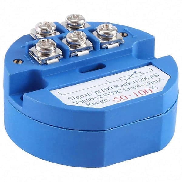 RTD PT100 Temperaturtransmittermodul -50C til 100C 4-20mA Utgang 24V DC Termisk Motstandssensor Blue