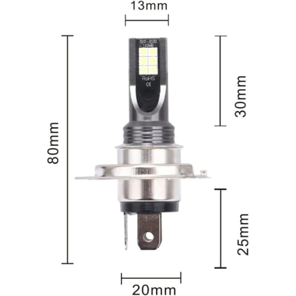 [13R] 2 pcs LED Headlight Bulbs, 2525 12LED Car Vehicle Headlight Replacement for H3 Headlight Bulb DC12V-24V White 6500K-7500K