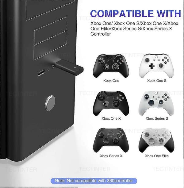 Xbox trådløs adapter til Windows 10/11, PC-gamingadapter med lav latenstid til Xbox Series X/S- og One-controllere