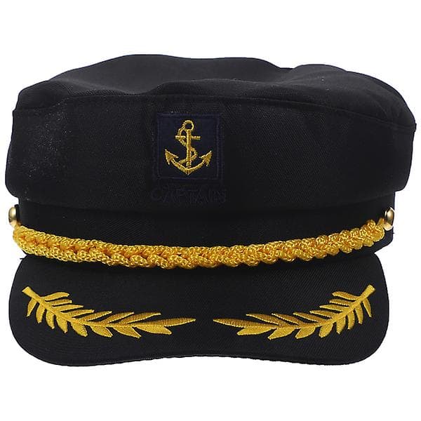 Black Embroidered Captain Hat for Adults, Navy Cosplay