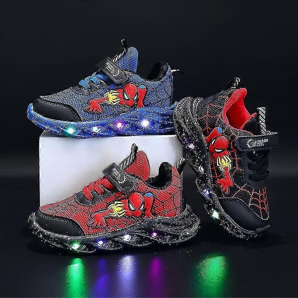 Spiderman Børnesko Nye Drengesneakers Med Lys Nye Børnesko Red 28