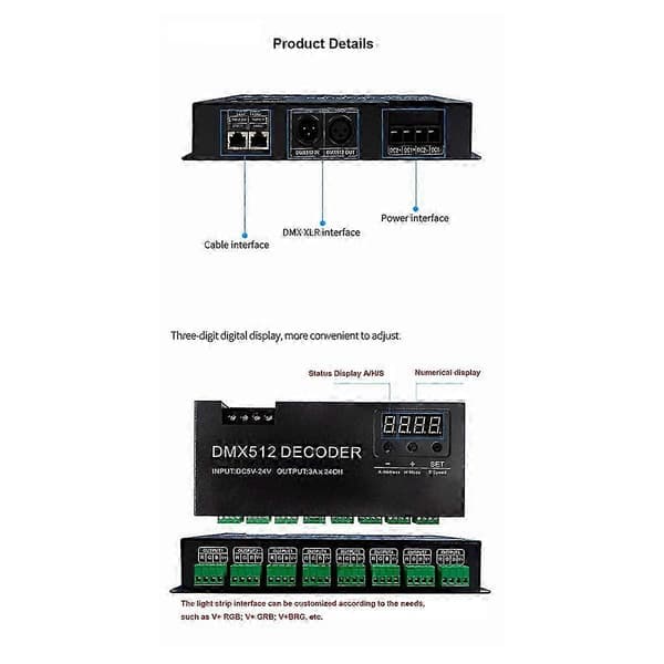 egnet til led strip digital 24ch rgb rgbw dmx512 dekoder a