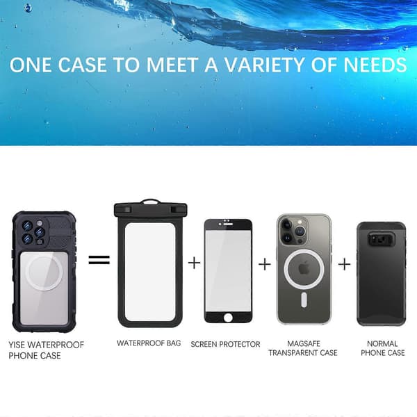 [13R] For iPhone 16 Pro Max IP68 Waterproof Metal Diving Phone Case Compatible with MagSafe
