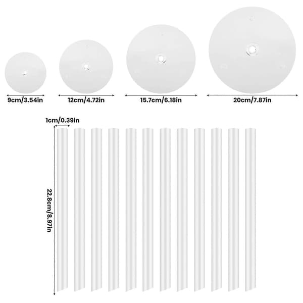 4-piece Reusable Cake Stand Supports with 12 Dowels for Multi-layer Cakes