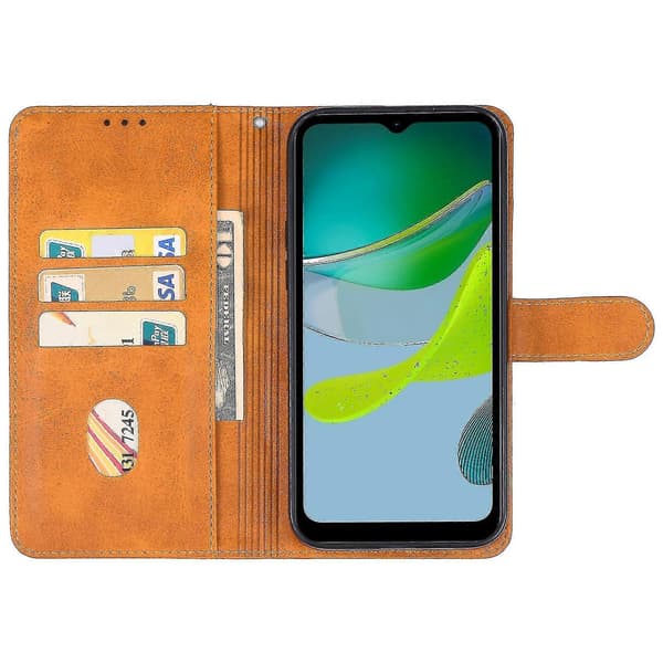 For Motorola Moto E13 Lærtelefonveske