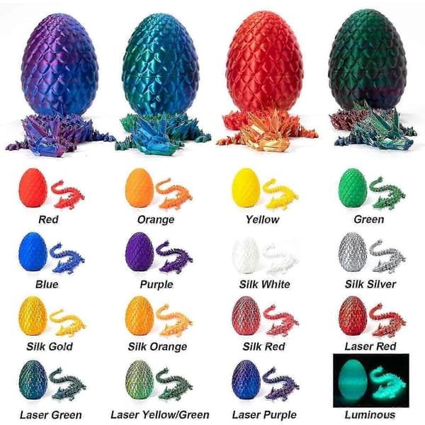 3D-printet artikulert drage med drageegg 3D-printet drage krystalldragon 1