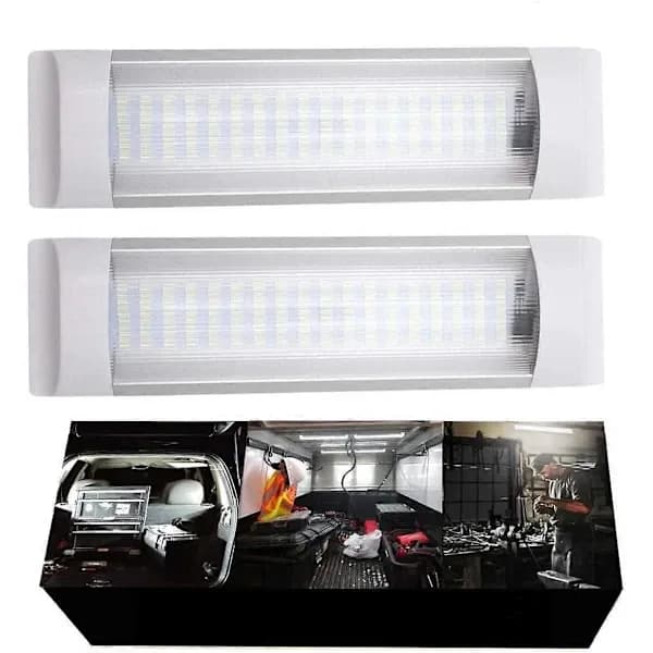 12V 72LED sisävalot 2 kpl, kattovalot virtakytkimellä