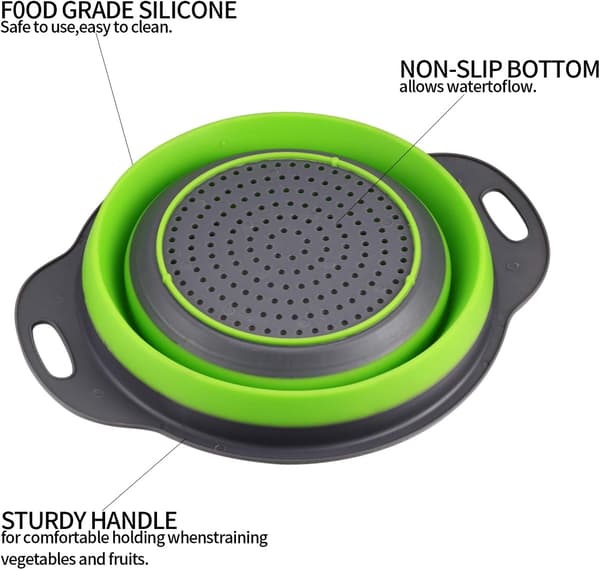 [13]Foldable Silicone Colander with Handle, Food Strainer, Silicone Strainer, Fruit and Vegetable Strainer big