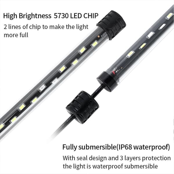 LED-akvariebelysning, dränkbar akvarielampa för undervattensbruk multicolor 28cm EU