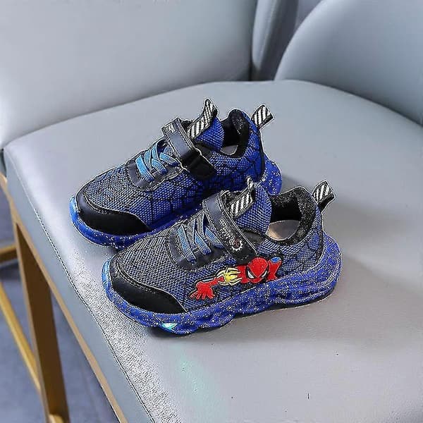 Spiderman Børnesko Nye Drengesneakers Med Lys Nye Børnesko Blue 29