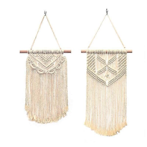 [13]Håndlavet Makramé Knipling Vægtæppe, Boho Chic Soveværelsesbanner