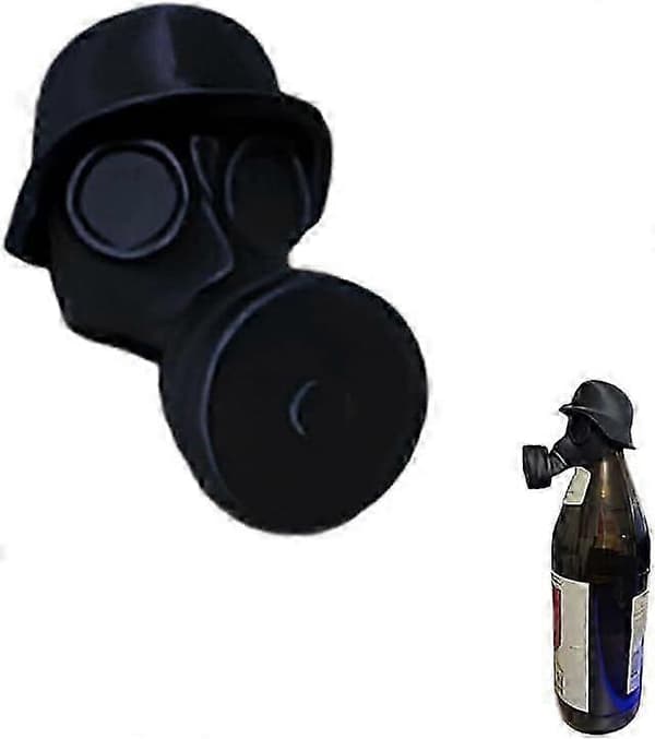 Sopii GM-30 kaasunaamarin olutpullon korkkiin, hauska pullonavaaja Black