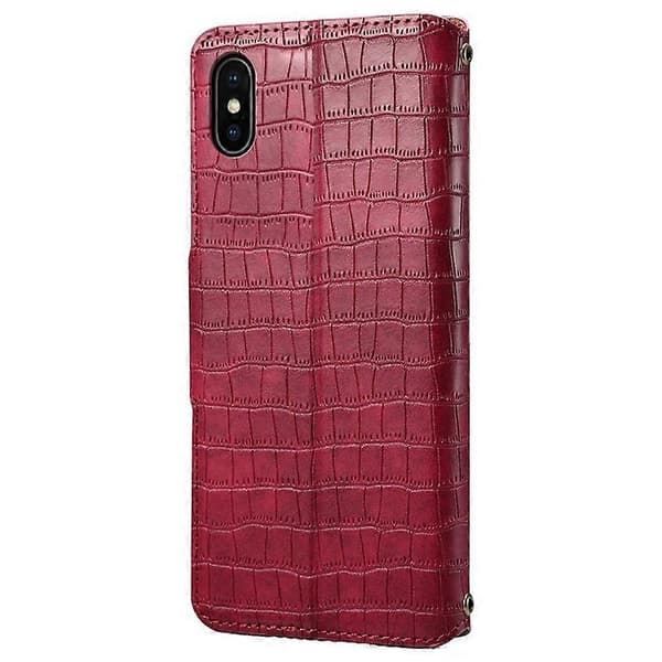 Compatible with iPhone X / XS Wallet Case Anti-Scratch PU Leather Case Stand Crocodile Texture Cover [DB] Red