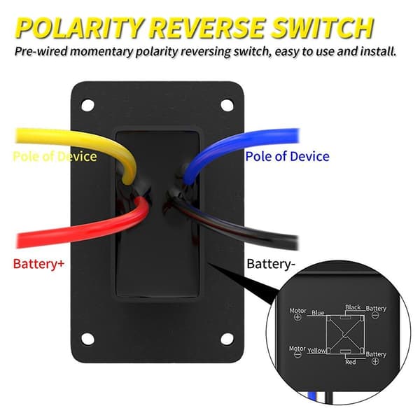 2 ST Reverserende Polaritetsbryter 12V DPDT Momentan 3-Posisjons Vippebryter IP67 Vanntett Marine PÅ [db] Black