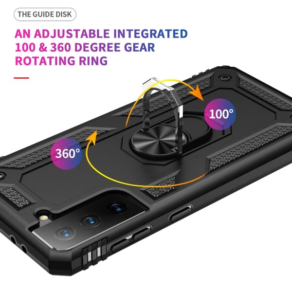 Samsung Galaxy S21 5G Case, Shockproof TPU + PC with 360 Degree Rotating Holder Svart