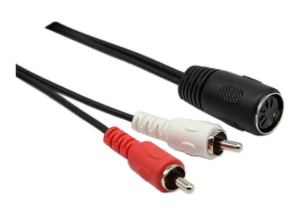 DIN 5-bens til RCA-kabel til lydsystemer, 1FT hun til 2 han-stik