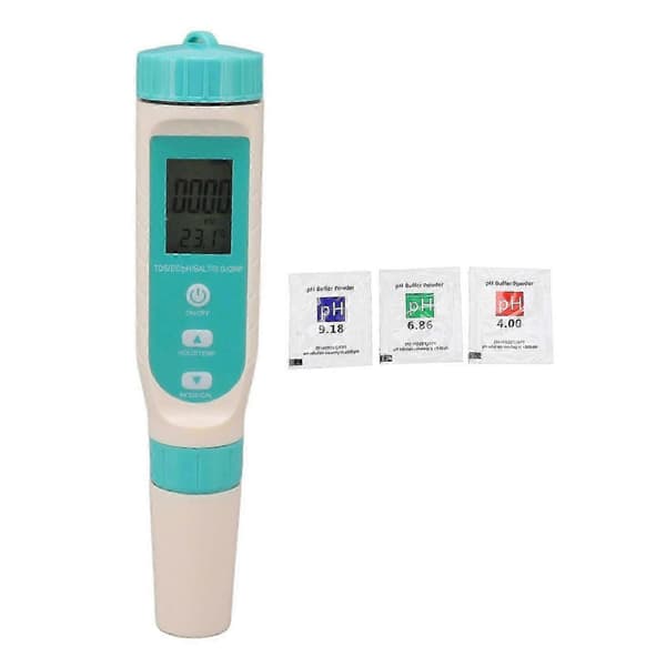 Vannkvalitetstester TDS EC PH SALT S.G ORP TEMP 7 i 1 IP67 Vanntett Multifunksjon Digital Vanntester, Ny 2026