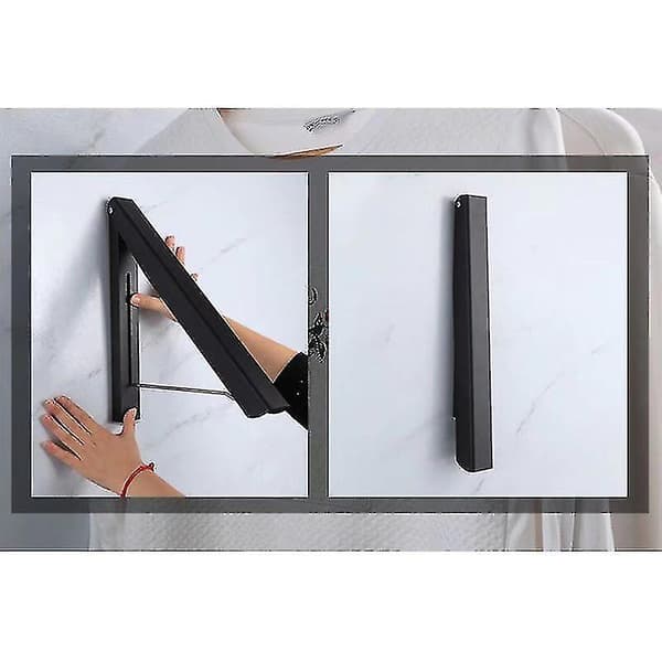 2-pack Extendable Wardrobe Rail - Wall Mounted Clothes Rack - Black [DB]