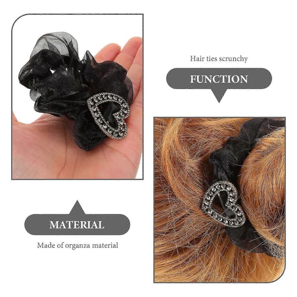 Hårelastikker Scrunchy til piger 4 stk. sorte elastiske hestehaleholdere