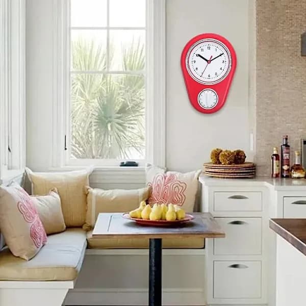Kitchen Clock for Wall, Accurate Timekeeping, Easy-to-Read and Stylish, with Timer, ABS Kitchen Timer, Timeless, Blue_tfrf