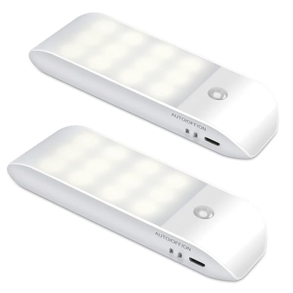 LED Night Light Rechargeable, Motion Sensor Night Light with Adhesive Magnetic Strips [2-pack]. 3 Modes Night Light (Auto/On/Off)