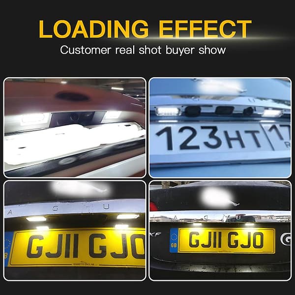 2 stk. fejlfrie LED-nummerpladelys til Jaguar XF X250 XJ X351 Bil Bageste Nummerpladelys Bilstyling til [DB] White
