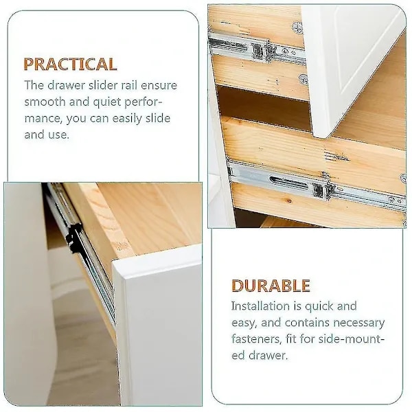 Sæt med plastskuffeskinner, glideskinner, skuffedele, skuffeskinner