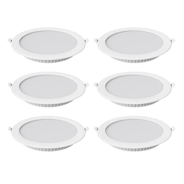 6 stk. 12W LED Downlight Innfelt Rund Takspot White Light