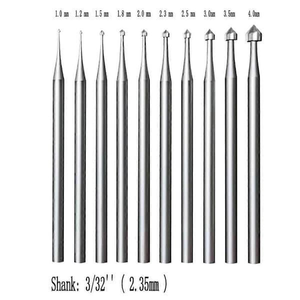 10 Pcs Jewelry Setting Burrs - 3/32 inch Shank Stone Setting Burrs Cylinder - Cone Shape Lapidary Making