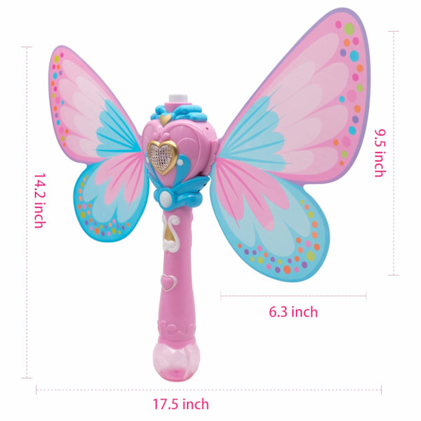 Bubble Machine Magic Bubble Wand Bubble Blower with Lights and Music, 2 Bubble Solution Bottles - Blue Stock Butterfly Safe Durable