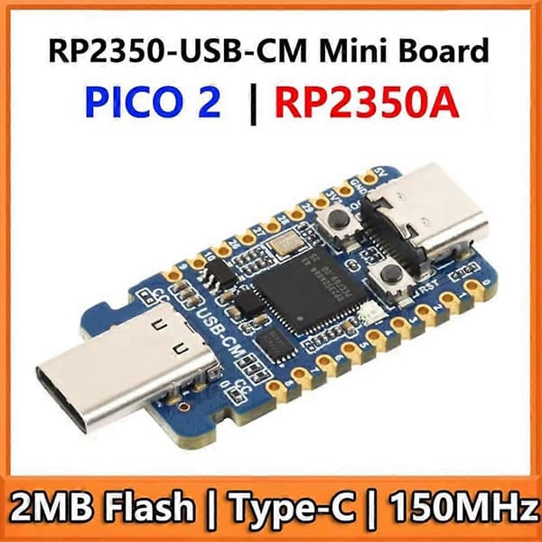 RP2350 USB C Microcontroller Udviklingskort Dual-Core & Dual-Arkitektur til Raspberry Pi RP2350A med Konverter Blue