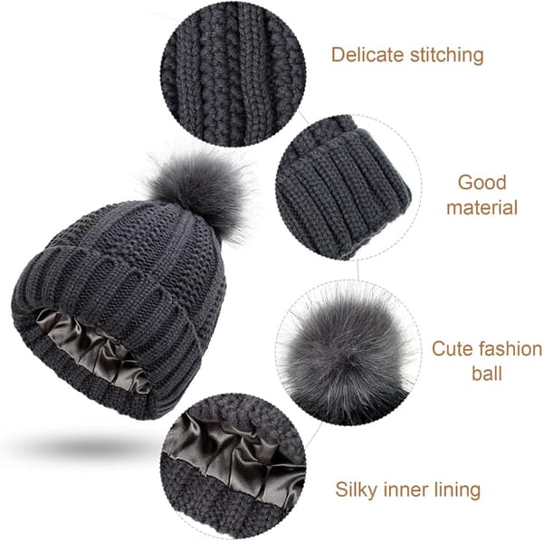 Women's Winter Knitted Hat with Non-Removable Pompom Warm