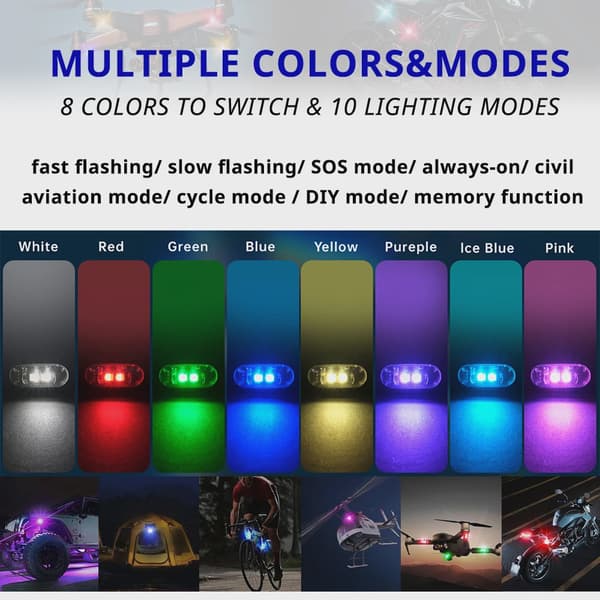 RGB Skateboard Scooter Underglow Light Kit Wireless Remote Control LED 8 Colors Rechargeable Strobe 6 counts of lights