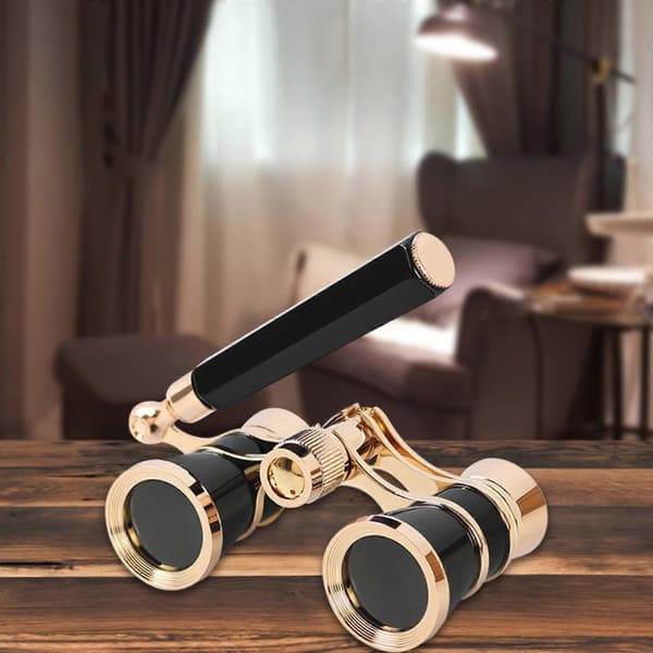 Opera Binoculars 3X25, Mini Binoculars Compact Lightweight, with Built-in Foldable Handle for Adults Children [DB] Black