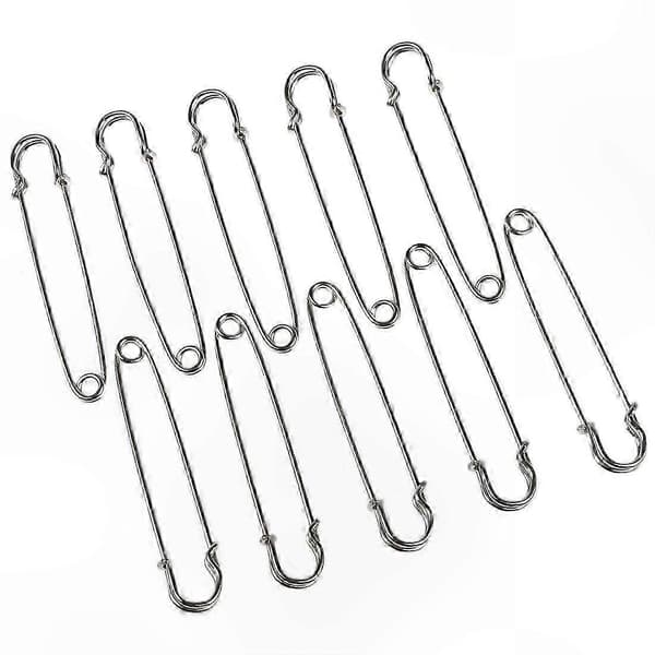 10-pack 4\" Kraftiga säkerhetsnålar i metall för tjocka tyger och material