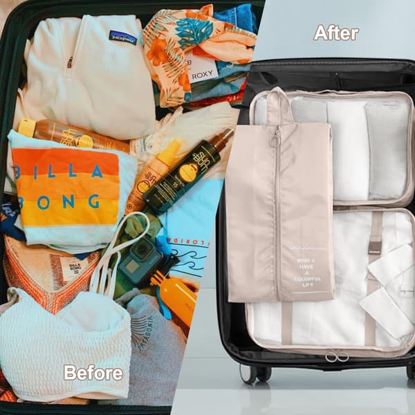 INF Resväska Organizer - Packkuber och Väskor 7 delar Beige
