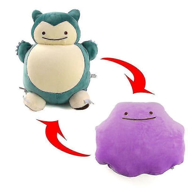 [13] Snorlax Plush Toy Interchangeable Two Styles Soft Stuffed Animal Doll Ditto Reversible Figure Pillow Kids Gift